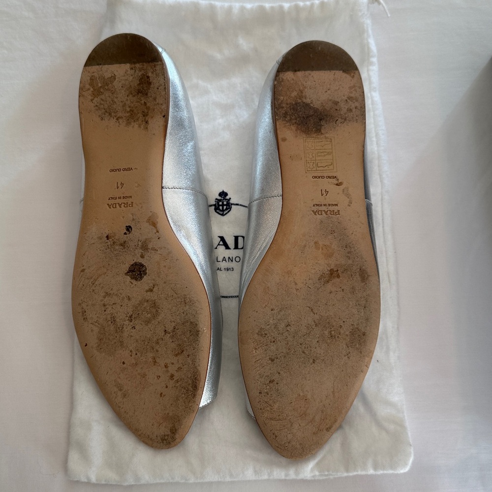 Rare Vintage Prada Early 2000s Silver Peep-Toe Women's Shoes size 41 - Picture 10 of 14